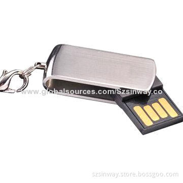 Metal Swivel USB Flash Drive with 1-64GB Capacity, CE, RoHS, FCC Marks
